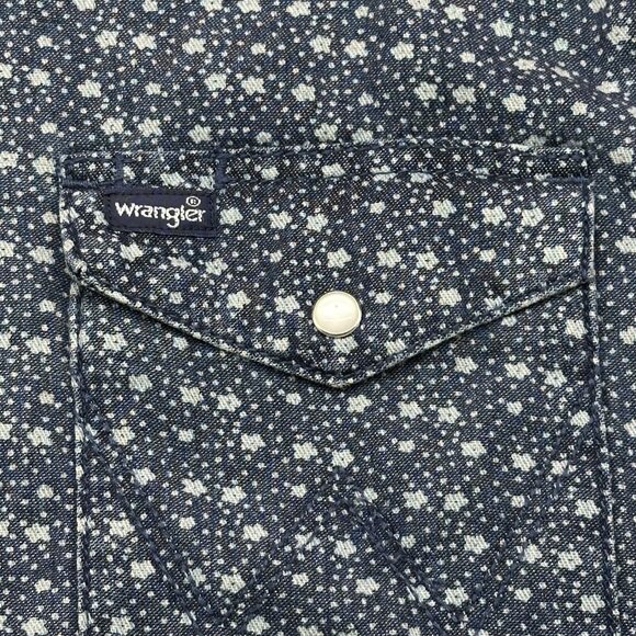 Wrangler Western Men's Size Large Blue Star Print Pearl Snap Rodeo Cowboy Shirt - Picture 7 of 11